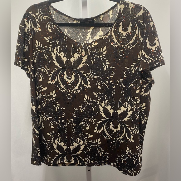 Brittany Black Tops - Brittany Black Woman Short‎ Sleeve Brown/Black Shimmer Top size 3X